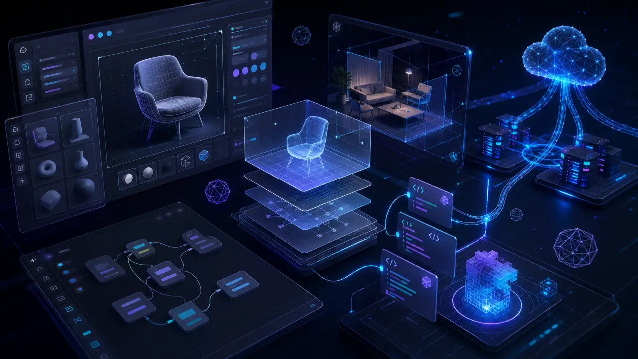 Réseau futuriste de nœuds de données connectés par des faisceaux lumineux néon