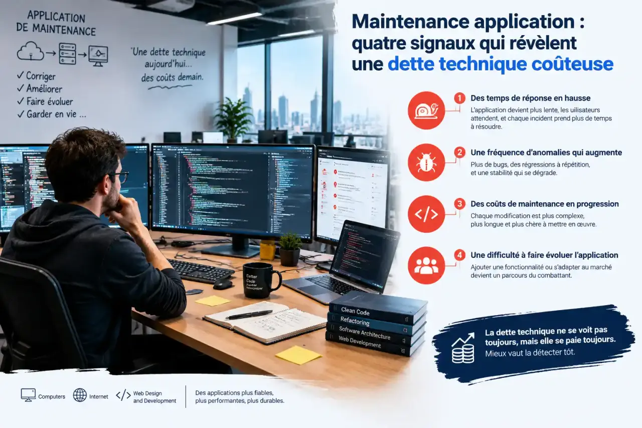 Maintenance application : quatre signaux qui révèlent une dette technique coûteuse