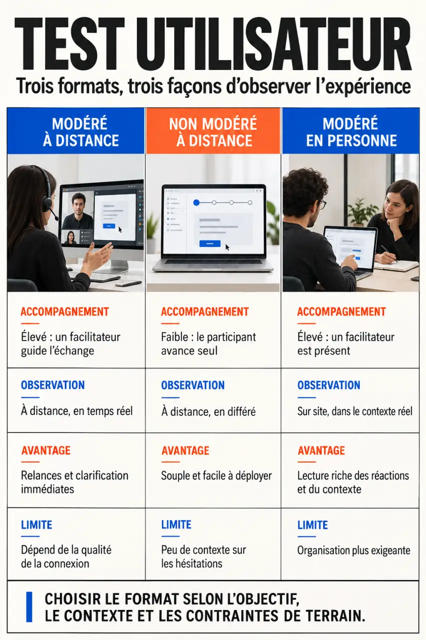 Use test : comparaison visuelle des méthodes de test utilisateur modéré et non modéré